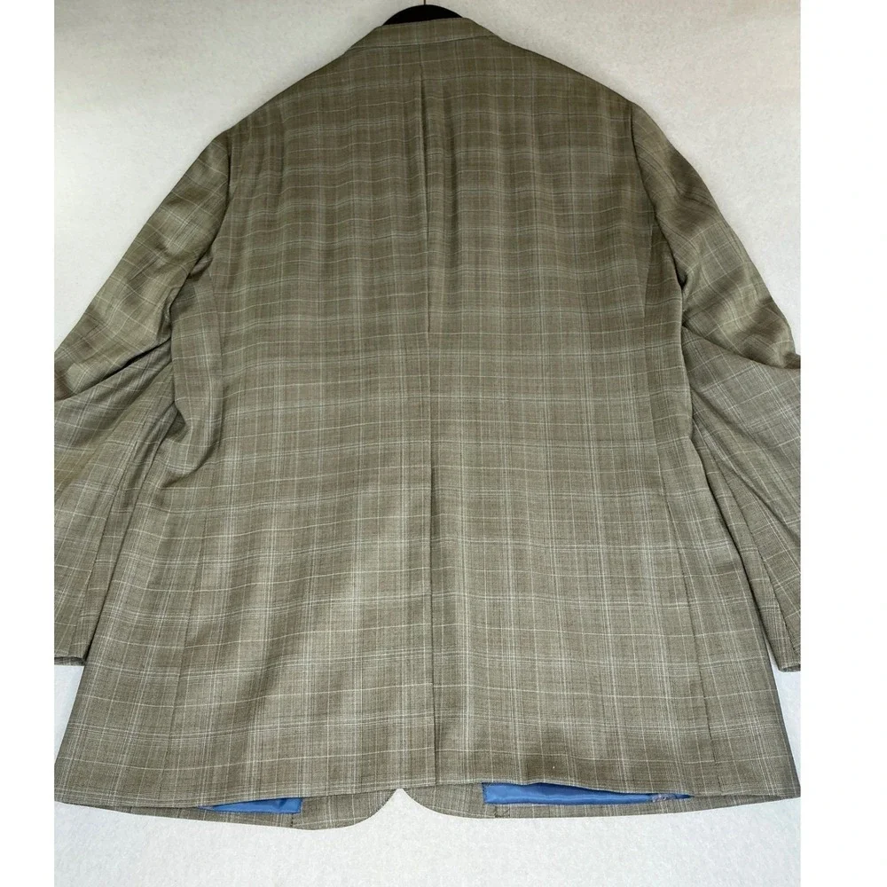 Astor &‎ Black Blazer Mens 42R Tan Grey Glen Plaid Bespoke Two Button Sport Coat